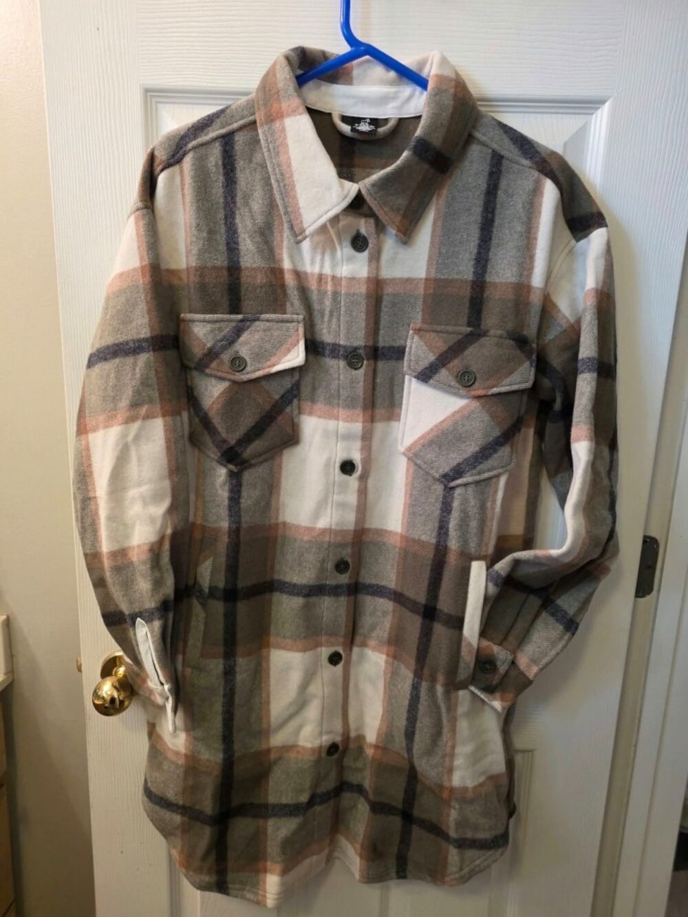 $270 retail Large WoolX Sutton Shacket - Forest Plaid